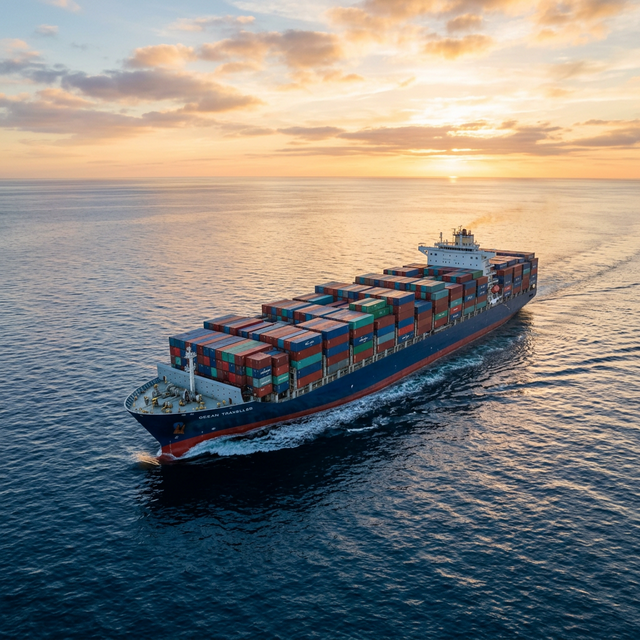 Container ship at sea